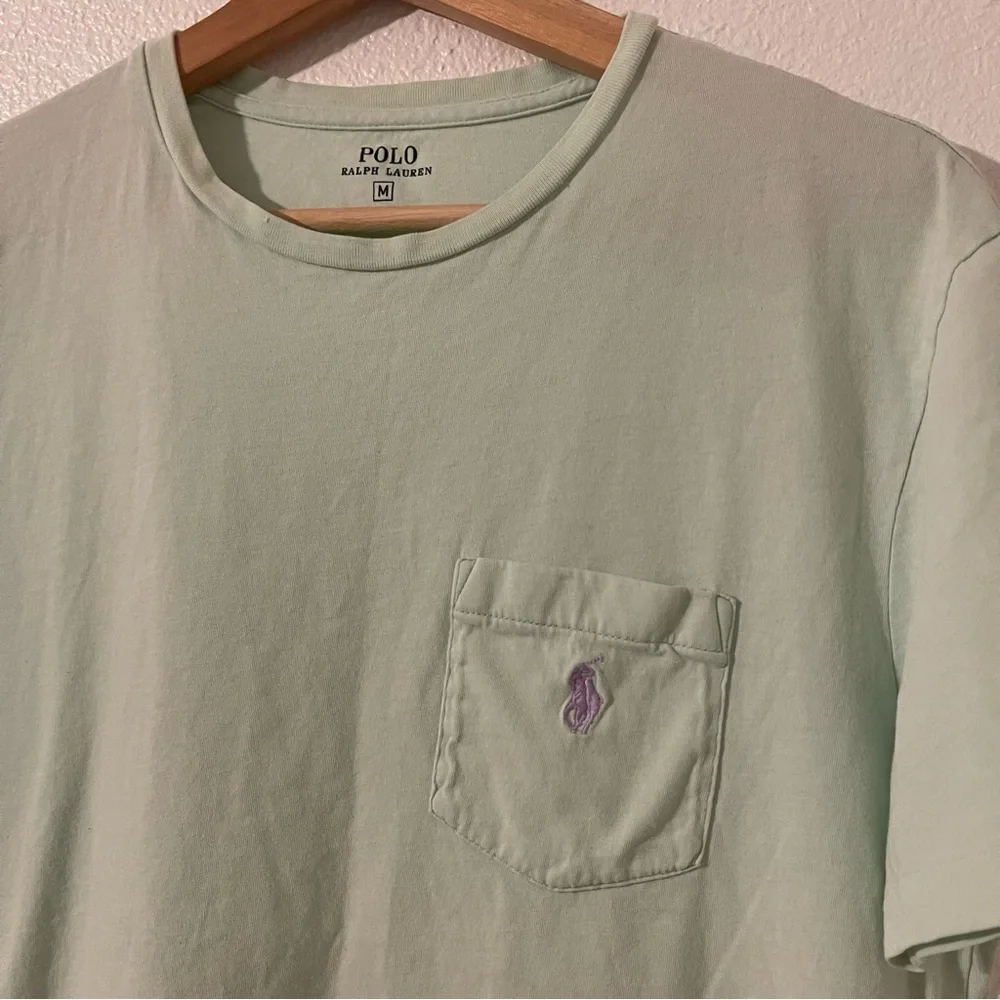 Polo by Ralph Lauren Light Mint Green Pocket Tee with Lavender Pony